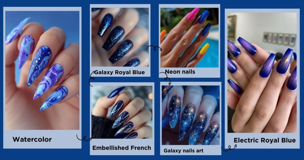 royel blue nails designs