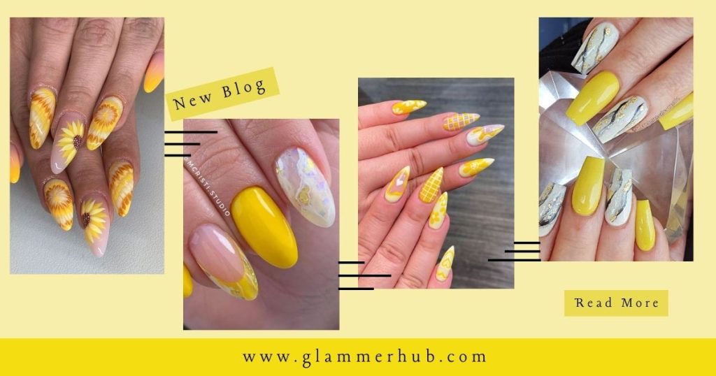 Floral Yellow and White Nails, Yellow Marble Nails