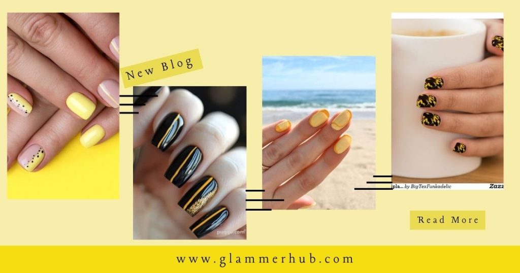 Minimalist Short Pale Yellow Nails Black and Yellow Nails