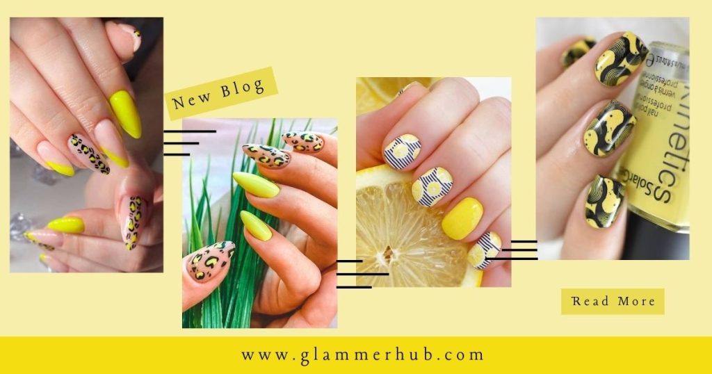 Neon Yellow Nails with Prints, Swirly Line Yellow Nails