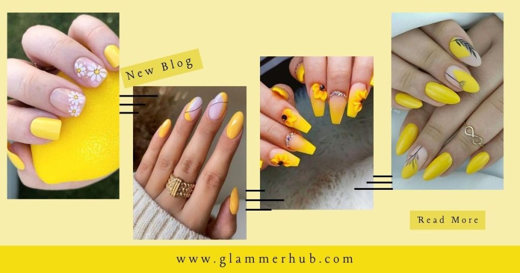 Sunflower Yellow Nail Design, Cute Yellow Nail Art