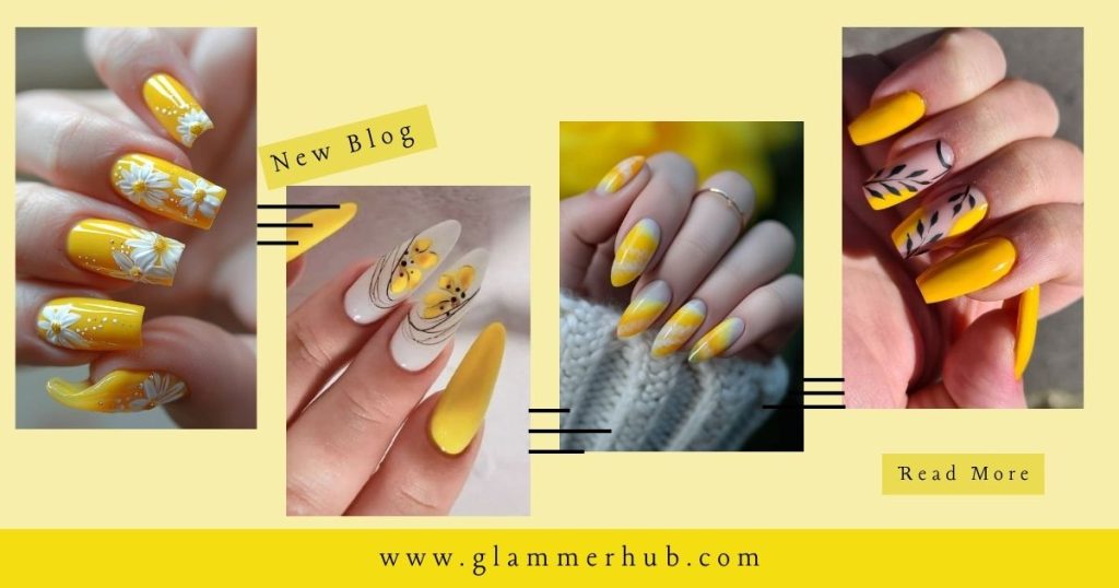 Yellow Flower Nail Art, Ombre Yellow Nails