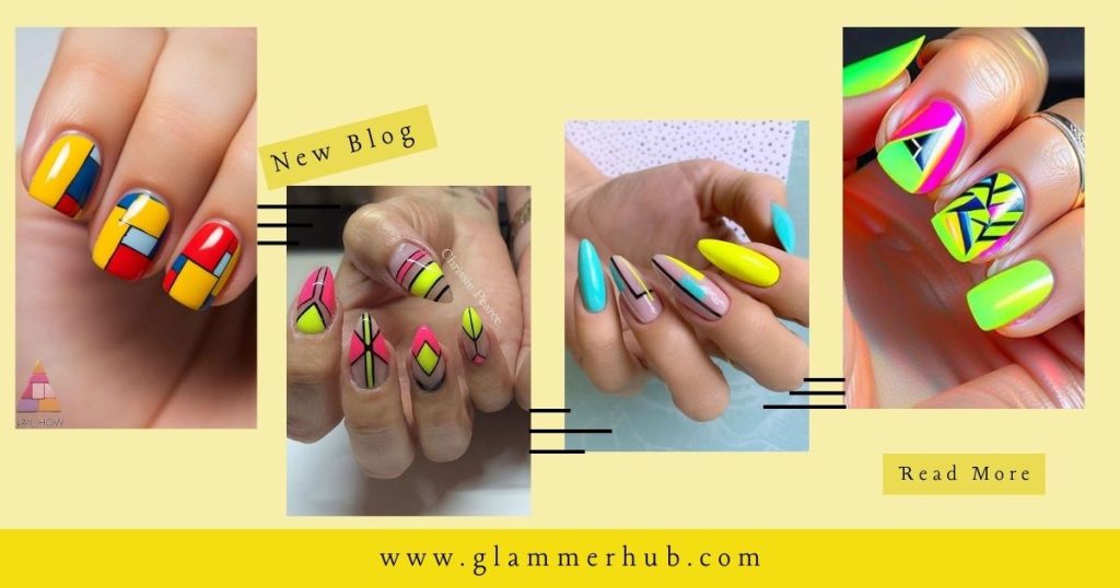 Yellow Nails with Unique Lines Neon Lemonade Yellow Gel Nails