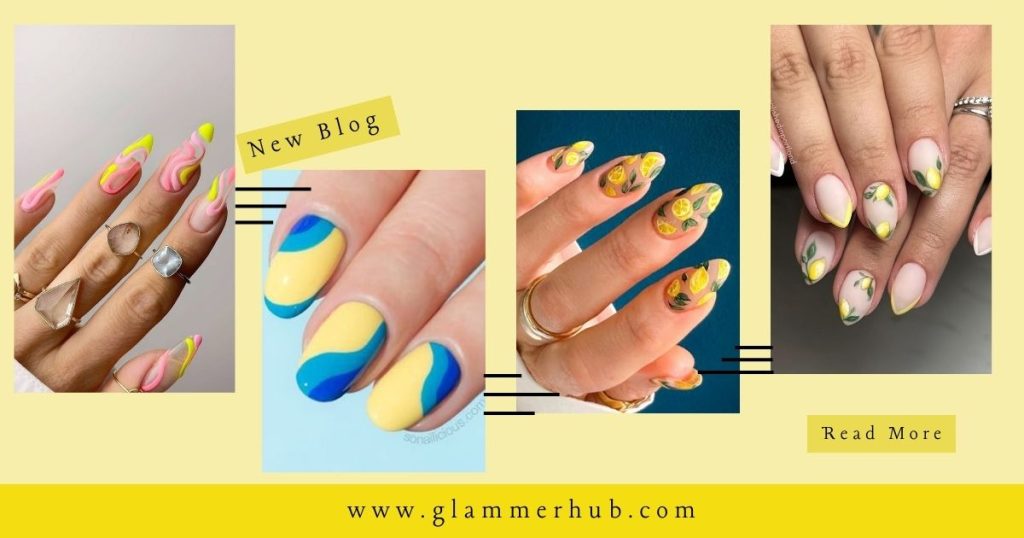 Yellow Nails with Waves Citrus Yellow Nail Design