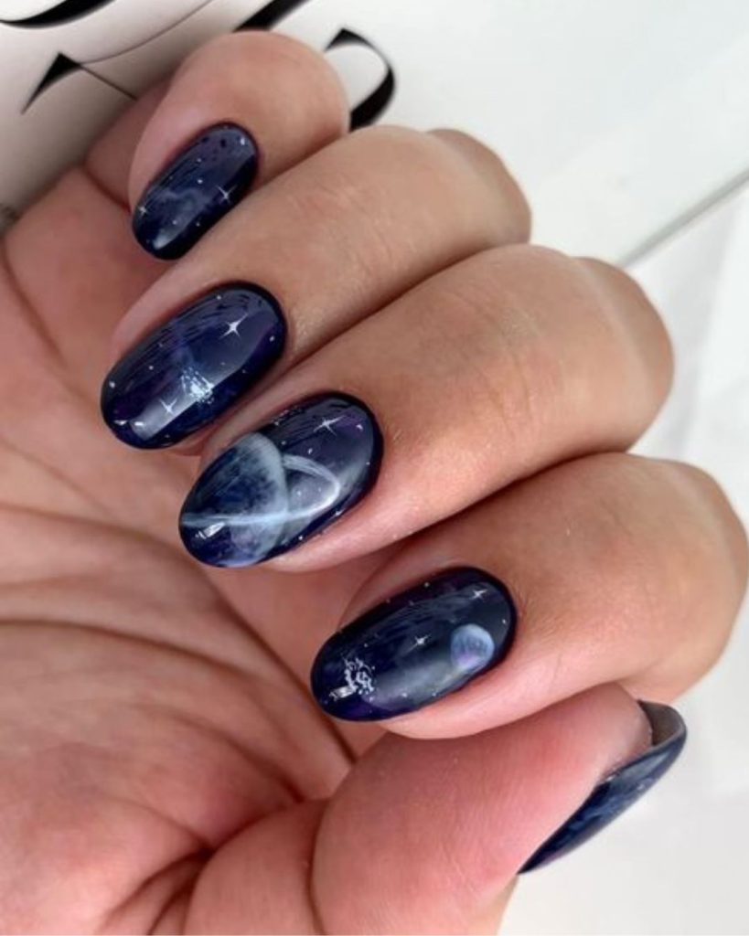 Galaxy Oval Nails