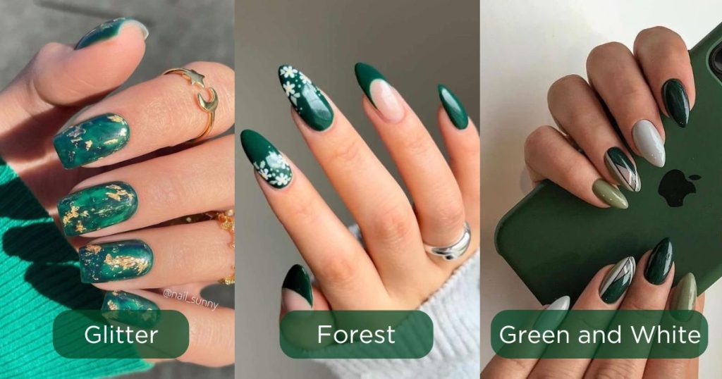 Glitter Forest Green and White