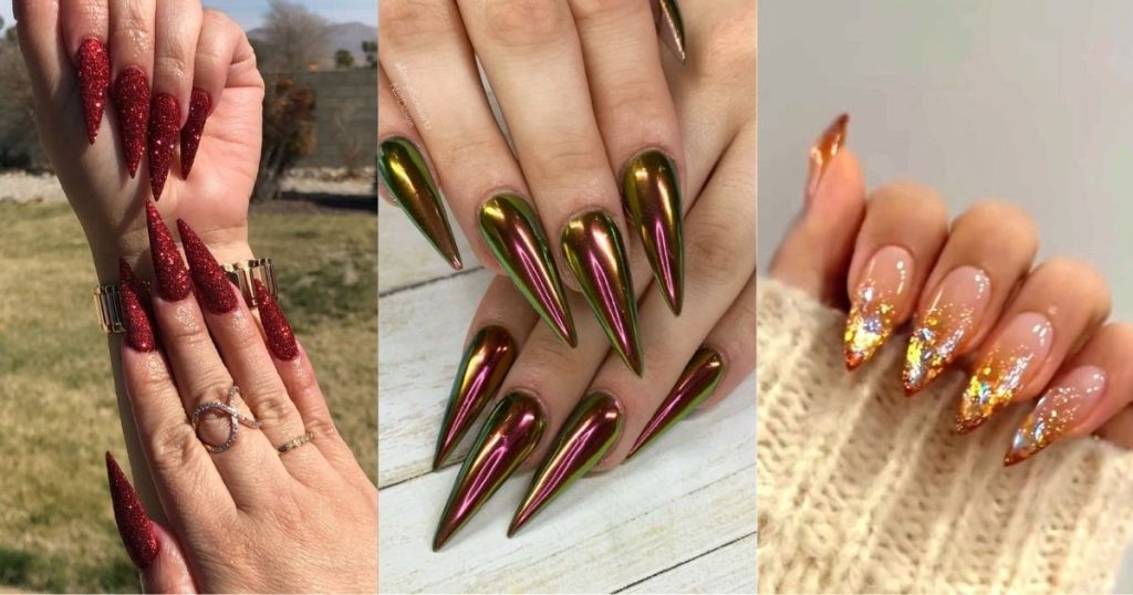 Glitter and Glam Stiletto Nails