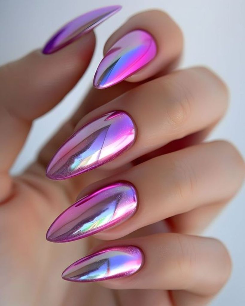 Metallic Oval Nail Designs