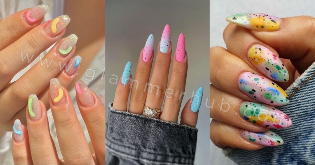 Pastel Confetti Nail ideas