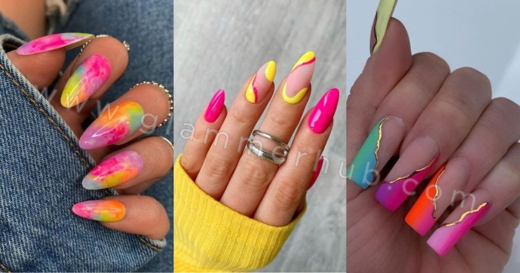 Pastel Nail Ideas Neon Accents