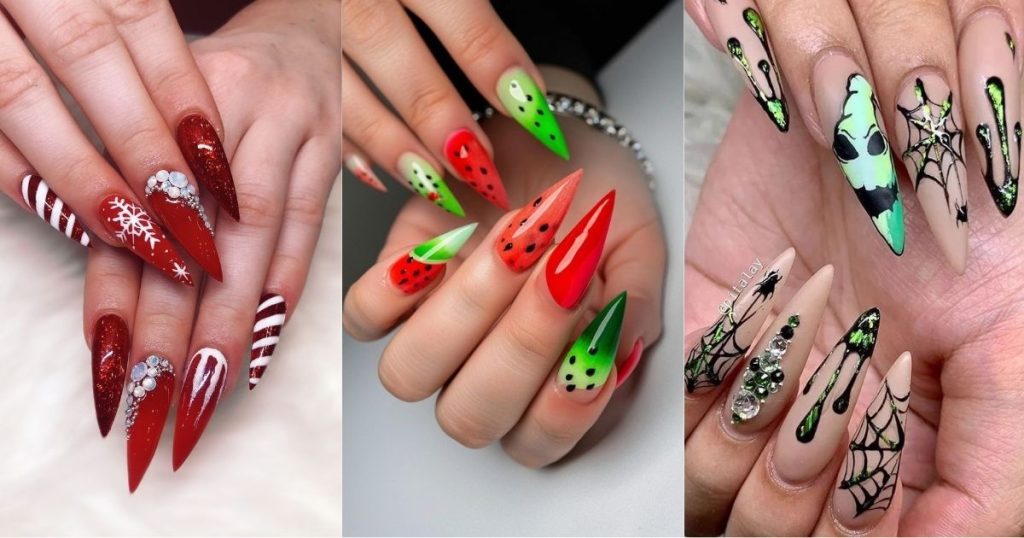 Seasonal and Festive Stiletto Nails